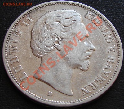 Германия, серебро, талеры, 2, 3, 5 марок - Германия 5м Бавария Людвиг II 1875 1