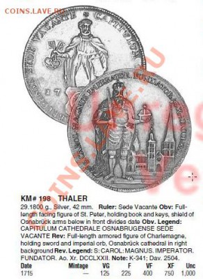 GERMAN STATES OSNABRUCK Thaler 1715 - taler 1715 copy