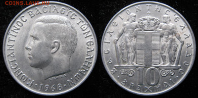 фикс Греция 1959-1992 до 29-03-25 в 22:00 - Греция 10 драхм 1968    2560