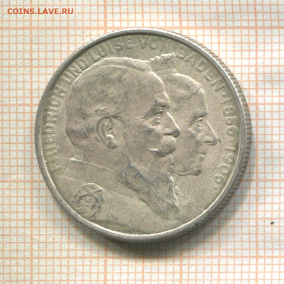 Великое герцогство Баден 2 марки 1906 до 25.03.25 в 22.00 мс - 300