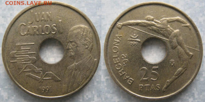 фикс Испания 1945-1999 до 29-03-25 в 22:00 - Испания 25 песет 1991    6284