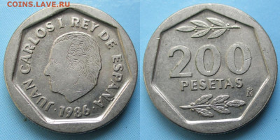 фикс Испания 1945-1999 до 29-03-25 в 22:00 - Испания 200 песет 1986    232-к140-9830