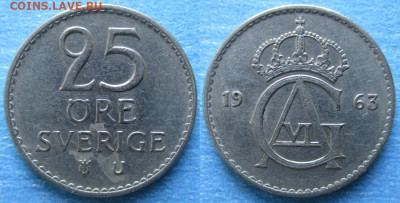 фикс Швеция 25 эре 1921-1982 до 30-03-25 в 22:00 - Швеция 25 эре 1963    10972