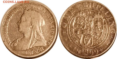 Англия, 1шил. 1899, AR925. До 29.03.2025 в 22:00 по Мск - 2_In-1