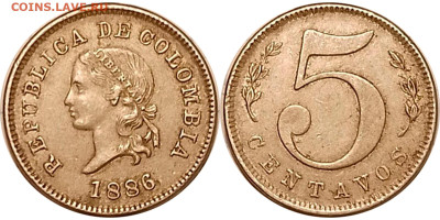 Колумбия,5 ст. 1886. До 3.04.2025 в 22:00 по Мск. - 2_In-9