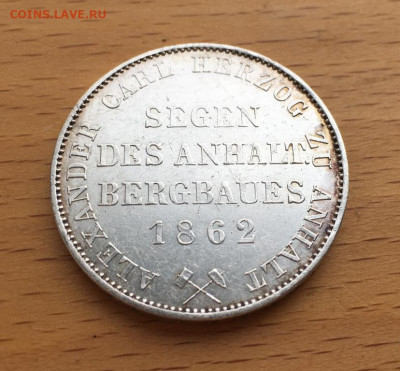 Анхальт 1 союзный Горный Талер 1862 Ангальт-Бернбург Серебро - ankhalt_1_sojuznyj_taler_1862_angalt_bernburg_gornyj_germanija_serebro_medved_r_xf_aunc (3)
