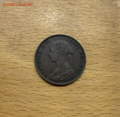 2 1870 Королева Виктория XF - velikobritanija_pol_penni_1_2_1870_koroleva_viktorija_xf_aunc_sokhran_redkost_r_korabl_parusnik (3)