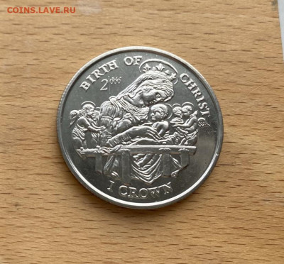 Крона Шайба Остров Мэн 1 крона 1997 Рождение Христа - krona_shajba_ostrov_men_1_krona_1997_rozhdenie_khrista