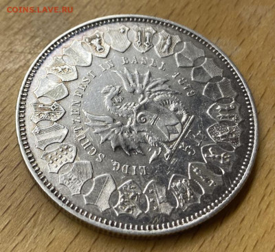 Швейцария 5 франков 1879 Стрелковый фестиваль Базеле Серебро - krona_shajba_shvejcarija_5_frankov_1879_strelkovyj_festival_v_bazele_serebro (2)