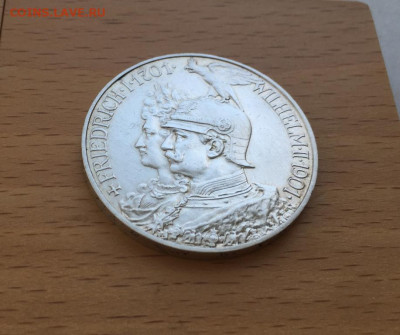 Королевство Пруссия 5 марок 1901 200 лет Пруссии Германия - korolevstvo_prussija_5_marok_1901_200_let_prussii_germanija_germanskaja_imperija_serebro_krona_shajba