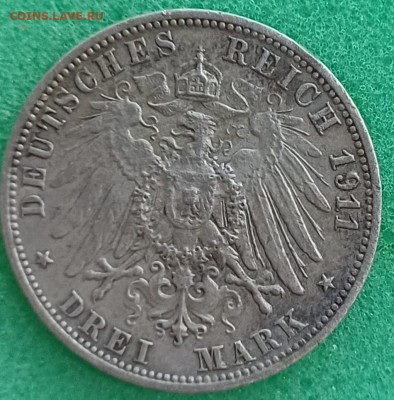 3 марки.1911г. 25 лет свадьбы Вильгельма2 и Шарлотты. - 20250302_193801