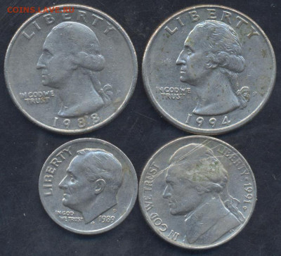США 5-25 центов 1989-94 г. 9.04.2025 г. 22 -00 МСК. - США1
