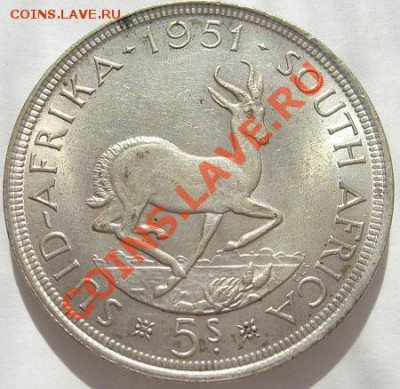 5 шиллингов 1951 ЮАР штемпельная до 12 февраля 23 - 00 мск - s6300068