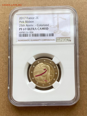 2 евро 25 лет розовой ленте 2017 NGC PF69 на оценку - 5jqTTsz-6zs