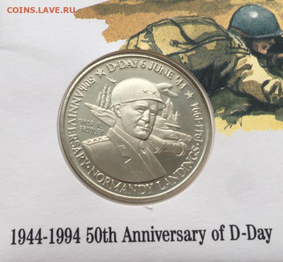 Тёркс и Кайкос 5 крон 1994 Высадка в Нормандии Омар Бредли - krona_shajba_terks_i_kajkos_5_kron_1994_vysadka_v_normandii_omar_bredli_aviacija_kpd_konvert_vtoraja (2)