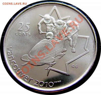 G64 25¢ Канада 2008 Бобслей UNC до 15.02 в 22°° - G64 25c 2008 bOB_1