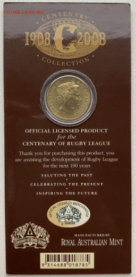 Австралия 1$ доллар 2008 100 лет Регби Буклет Блистер Спорт - avstralija_1_dollar_2008_100_let_regbi_buklet_blister_sport (1)
