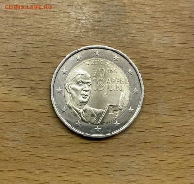 биметалл Франция 2 евро 2010 70 лет речь Шарля де Голля - bimetall_francija_2_evro_2010_70_let_rech_sharlja_de_gollja_ko_vsem_francuzam