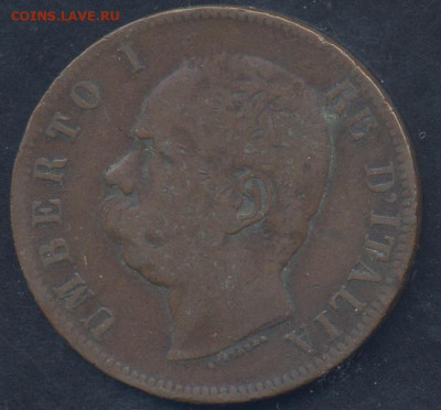 Италия 10 чензимо 1893 г.  22.04.2025 г. 22 -00 МСК. - 10 чензимо1