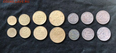 СССР 14монет: 1936 7монет, 1938 7монет Фикс 14.08.24 - 1936,1938-1к,2,3,5,10,15,20к Р РевПоиско