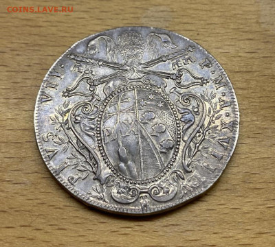 Папская область Ватикан 1 Cкудо 1818 Пий VII Серебро сохран - papskaja_oblast_vatikan_1_ckudo_1818_pij_vii_serebro_sokhran_aunc_xf_redkost_r_krona_shajba (2)