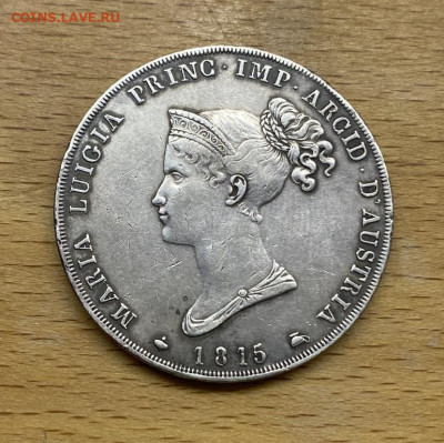 Парма 5 Лир 1815 Мария-Луиза Австрийская Пьяченца Гвасталла - parma_5_lir_1815_marija_luiza_avstrijskaja_italija_pjachenca_i_gvastalla_serebro_krona_shajba_sokhran_xf