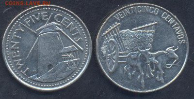 Доминикана 25 центов 1991 г.27.04.2025 г. 22 -00 МСК. - Барбадос1