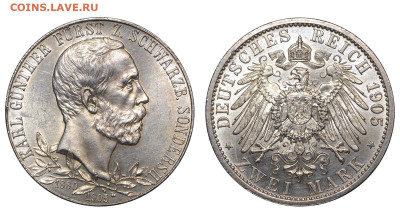 Шварцбург-Зондерсхаузен. 2 марки 1905 г. Гюнтер. До 27.04.25 - Р2265