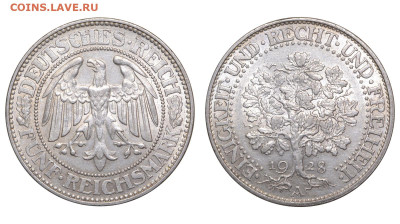 Веймарская республика. 5 марок 1928 г. А. Дуб. До 27.04.25. - Р2427