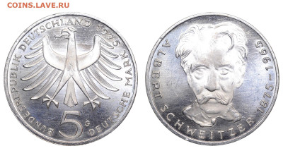 ФРГ. Лот из 5 монет (10 и 5 марок 1975-1999). До 27.04.25. - Р2310