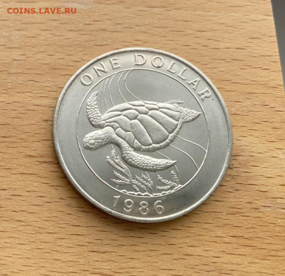Крона Шайба Бермуды 1$ доллар 1986 Черепаха фауна животные - krona_shajba_bermudy_1_dollar_1986_cherepakha_fauna_zhivotnye