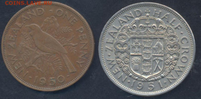 2 кроны 1951 г.   2.05.2025 г. 22 -00 МСК. - Зеландия пенни