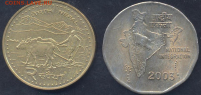 Индия 2 рупии 2003 г.   2.05.2025 г. 22 -00 МСК. - Непал1