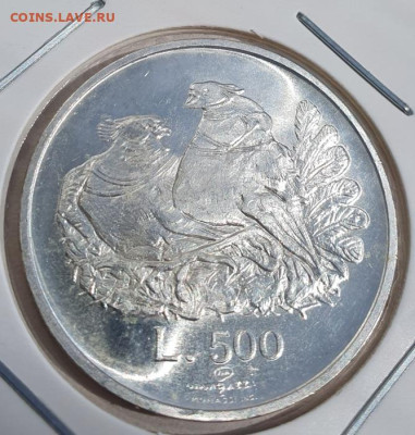 Сан-Марино 500 лир 1974г, Голуби, до 08.05 22:00 мск - 5
