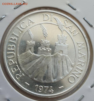 Сан-Марино 500 лир 1974г, Голуби, до 08.05 22:00 мск - 3