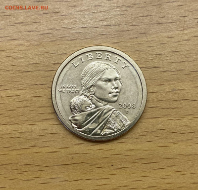 США 1$ доллар 2008 двор D Сакагавея Индианка Парящий Орёл - IMG_2287.JPG