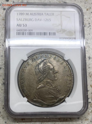 Зальцбург Талер 1789 Иероним фон Коллоредо Австрия Слаб NGC - zalcburg_taler_1789_ieronim_fon_kolloredo_avstrija_slab_ngc_serebro_krona_sokhran_redkost_dav_1265_r