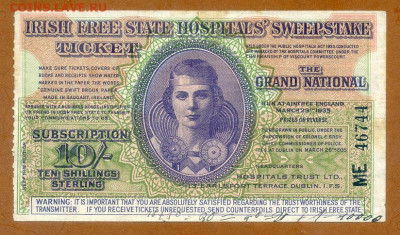 Ирландия лотерейный билет 1935 до 22.05. - лотерея_Ирландские-больницы_10шиллингов-1935_лицо
