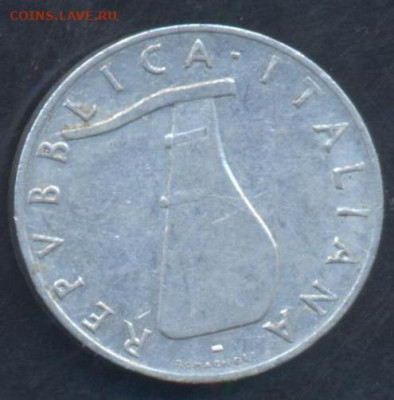 Италия 5 лир 1954 г. 20.05.2025 г. 22 -00 МСК. - Италия