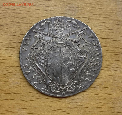 Папская область Ватикан 1 Cкудо 1818 Пий VII Серебро - papskaja_oblast_vatikan_1_ckudo_1818_pij_vii_serebro_sokhran_aunc_xf_redkost_r_krona_shajba