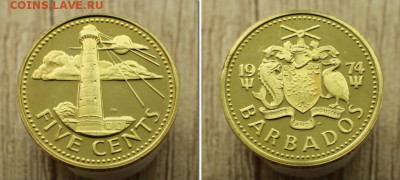 Барбадос 5 центов 1974 Маяк Пруф Proof из набора редкая - barbados_5_centov_1974_majak_pruf_proof_iz_nabora_redkaja