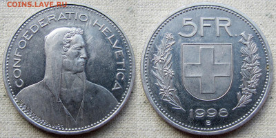 Швейцария, 5 франков 1998 года. До 27.05.25 - 1998 1