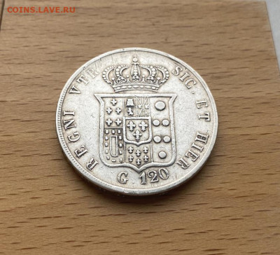 Две Сицилии 120 грано 1854 Фердинанд II Серебро Крона Шайба - dve_sicilii_120_grano_1854_ferdinand_ii_serebro_krona_shajba_italija_neapol_sicilija_grana_gran (3)