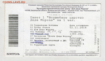 Входной билет "ДОМ Деда Мороза" 201г. до 29.05.25 г. в 23.00 - 023
