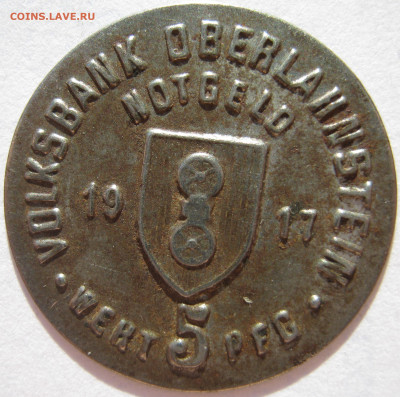 Германия Оберланштайн нотгельд 5 пфеннигов 1917 банк до 30.5 - IMG_0091.JPG