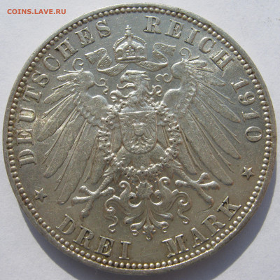 Германия Саксония 3 марки 1910 E король Фридрих Август 30.05 - IMG_0432.JPG