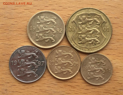 набор регулярных монет Эстония - nabor_reguljarnykh_monet_estonija_5_10_20_50_sentov_1_krona_1991_1992_1997_2001_2006_5sht (1)