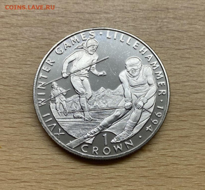 Гибралтар 1 крона 1993 Олимпиада Лиллехаммер Слалом - shajba_gibraltar_1_krona_1993_zimnie_olimpijskie_igry_lillekhammer_1994_lyzhnye_gonki_olimpiada_sport