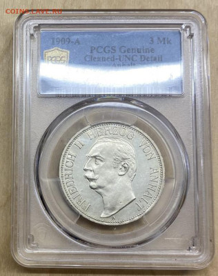 Ангальт 3 марки 1909 Фридрих II Германская Империя Слаб PCGS - angalt_3_marki_1909_fridrikh_ii_germanskaja_imperija_slab_pcgs_unc_serebro_redkost_sokhran_rrr_redkaja (2)