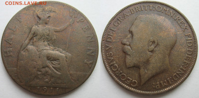 Великобритания пол пенни 1911 г. До 31.05.25 - Великобритания 1-2 пенни 1911.JPG
